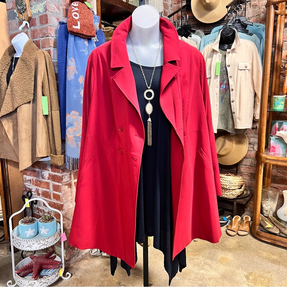 TORRID Twill A-Line Trench Red Coat size 5 Red - Picture 7 of 11
